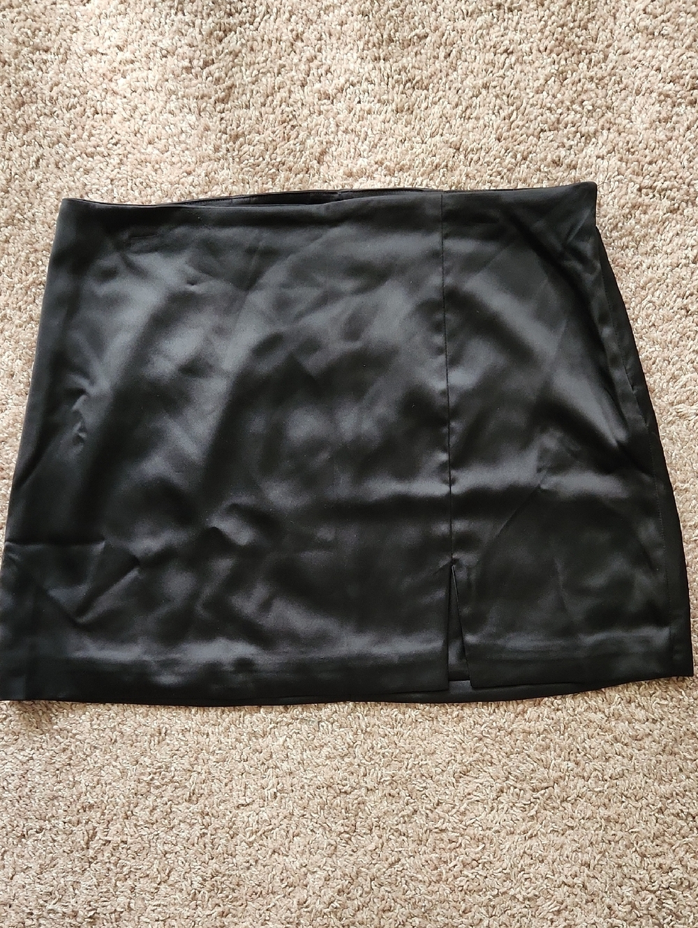 wild fable Black Satin Mini Skirt with Front Slit